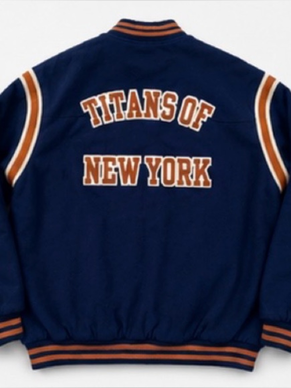 Mint Titans of New York Football Navy & Orange Varsity  Jacket - Men's XXL